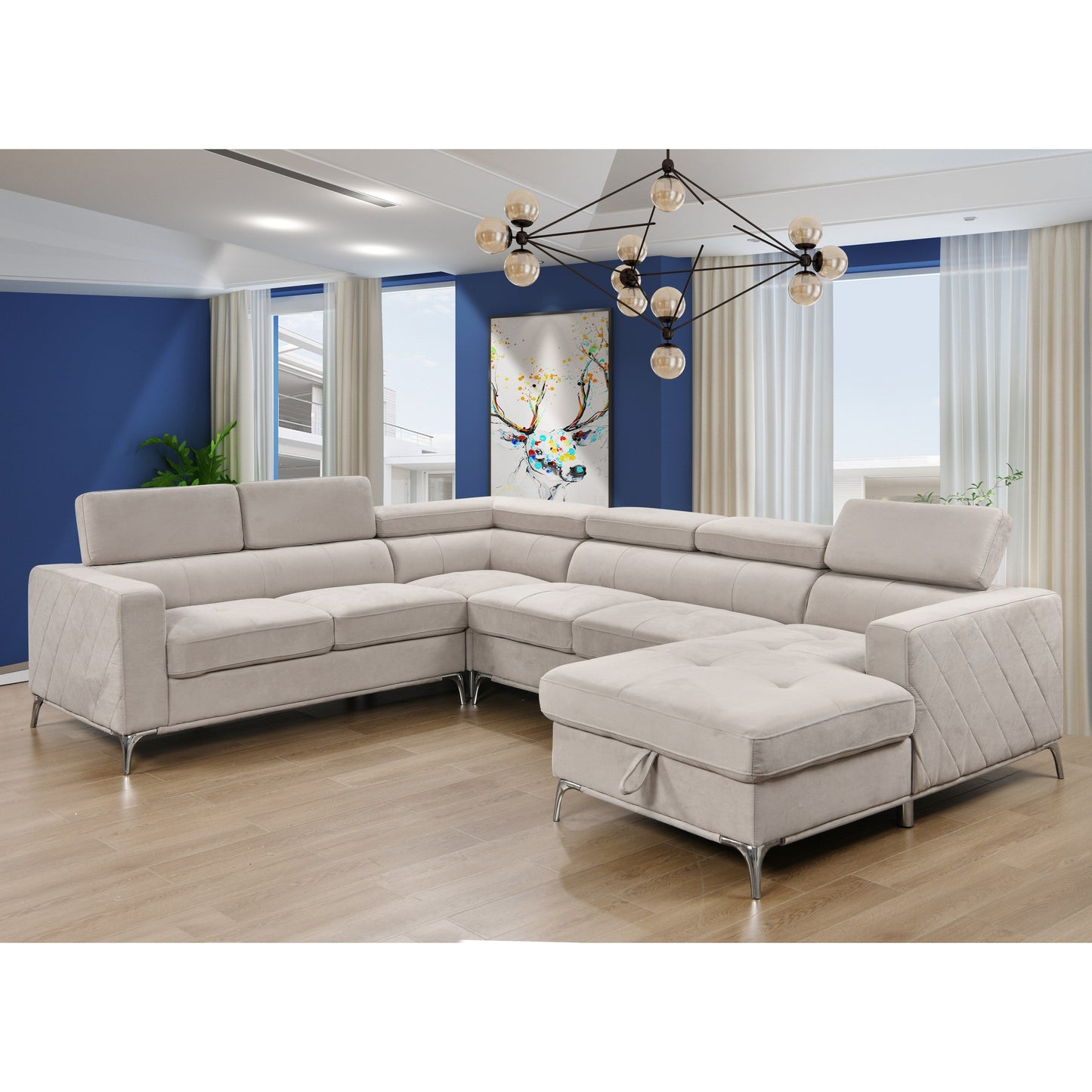 Roomfitters 122 Canapé d'angle surdimensionné avec rangement, canapé contemporain en forme de U à 7 places