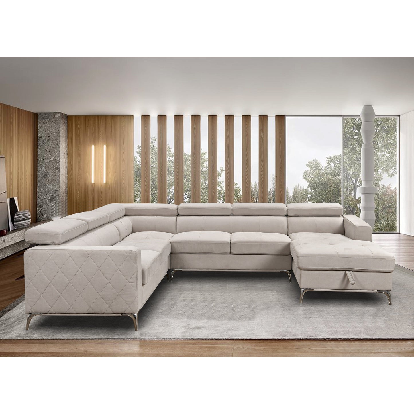 Roomfitters 122 Canapé d'angle surdimensionné avec rangement, canapé contemporain en forme de U à 7 places