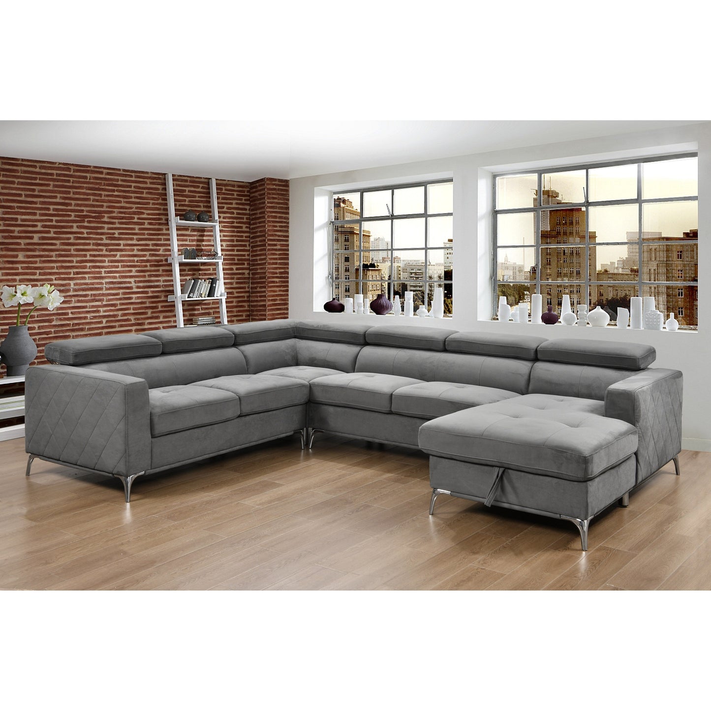 Roomfitters 122 Canapé d'angle surdimensionné avec rangement, canapé contemporain en forme de U à 7 places