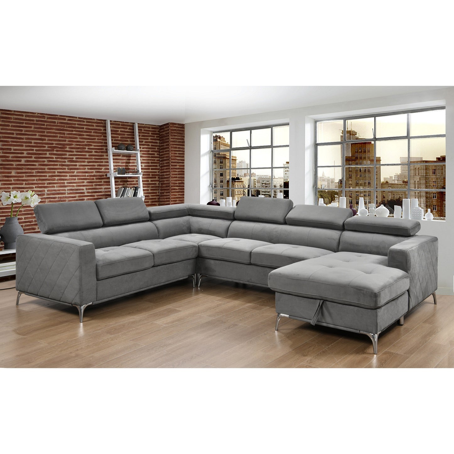 Roomfitters 122 Canapé d'angle surdimensionné avec rangement, canapé contemporain en forme de U à 7 places