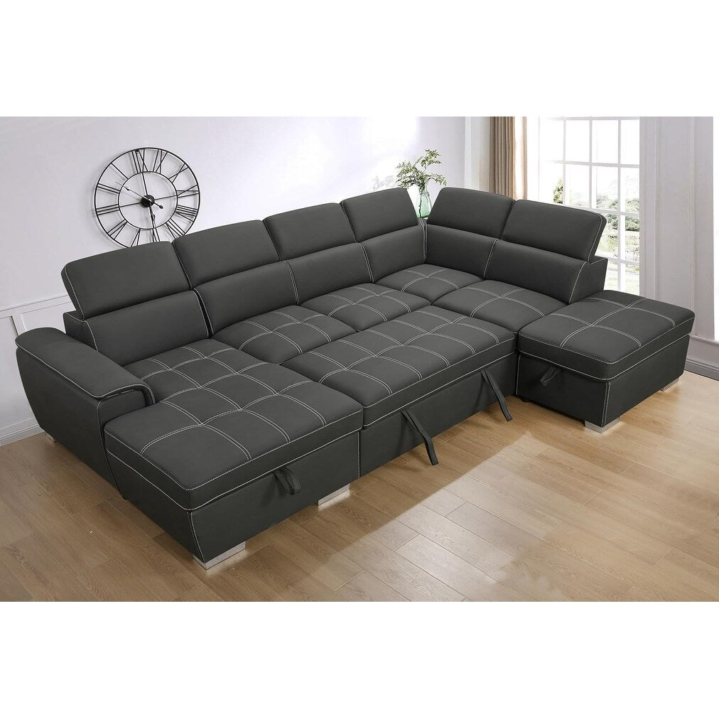 Roomfitters Canapé d'angle en forme de U 128 avec ottomans, canapé modulaire réversible 7 places avec siège de rangement, gris