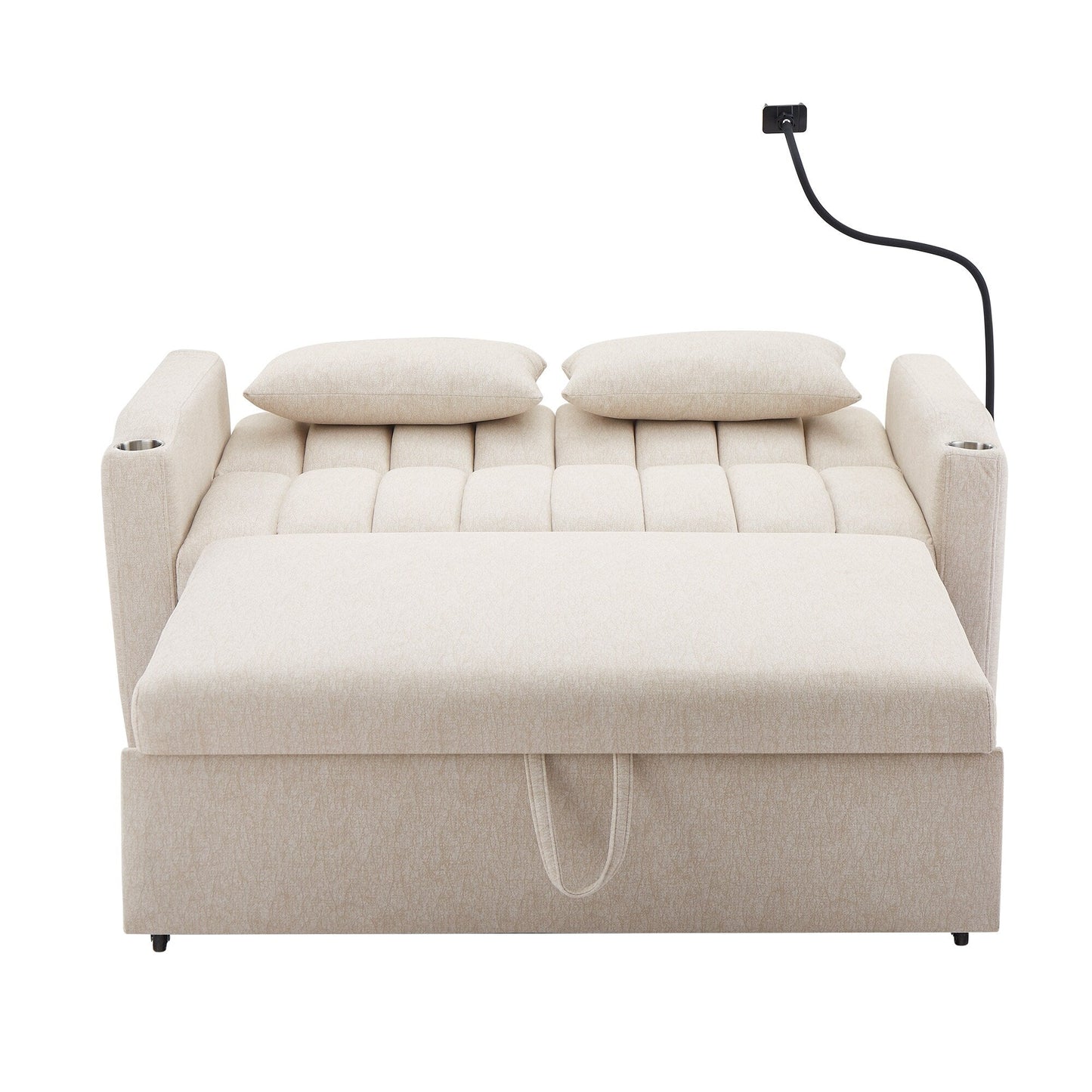 Roomfitters Canapé-lit convertible avec ports USB, poches latérales, porte-gobelets et support de téléphone pivotant pour salon