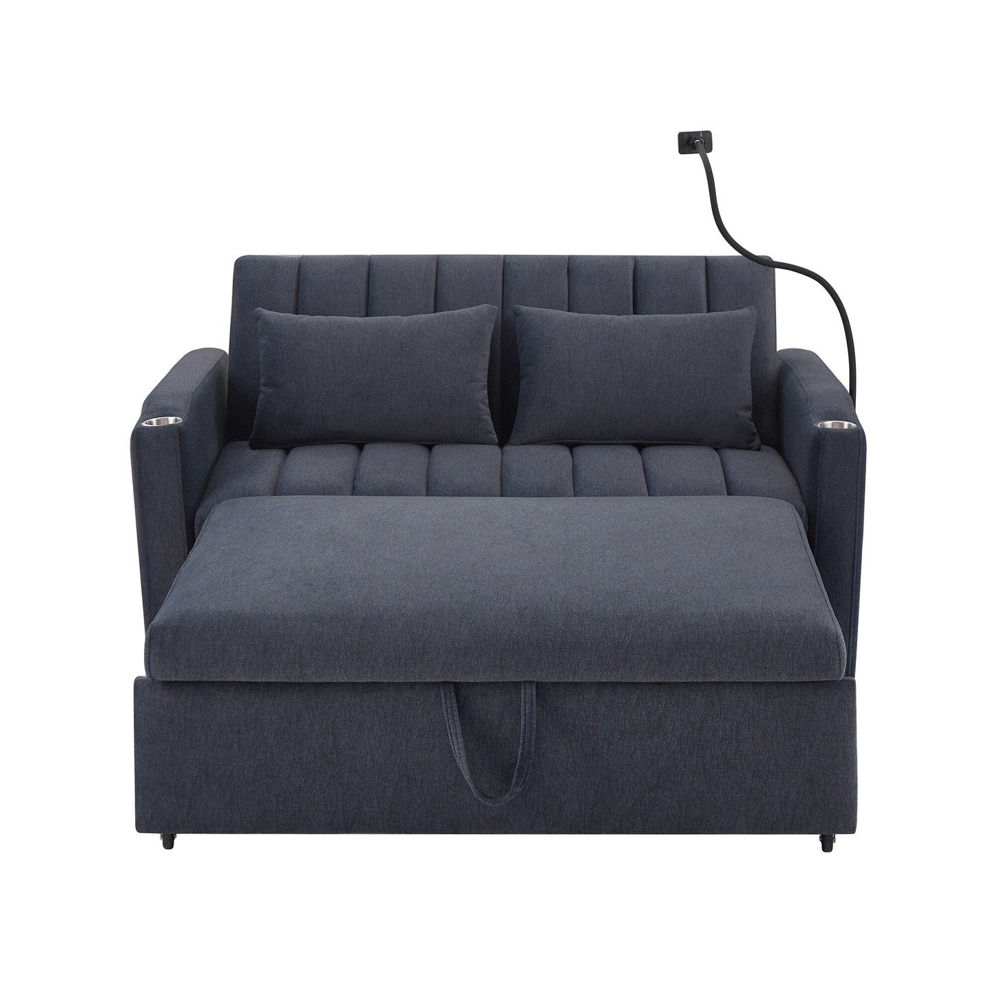 Roomfitters Canapé-lit convertible avec ports USB, poches latérales, porte-gobelets et support de téléphone pivotant pour salon