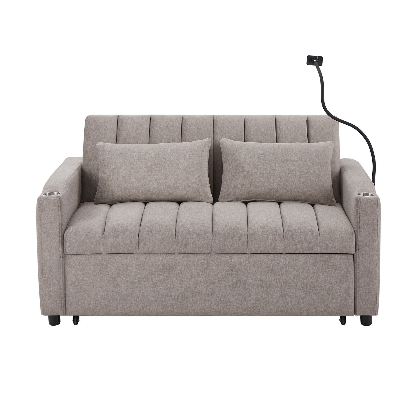 Roomfitters Canapé-lit convertible avec ports USB, poches latérales, porte-gobelets et support de téléphone pivotant pour salon