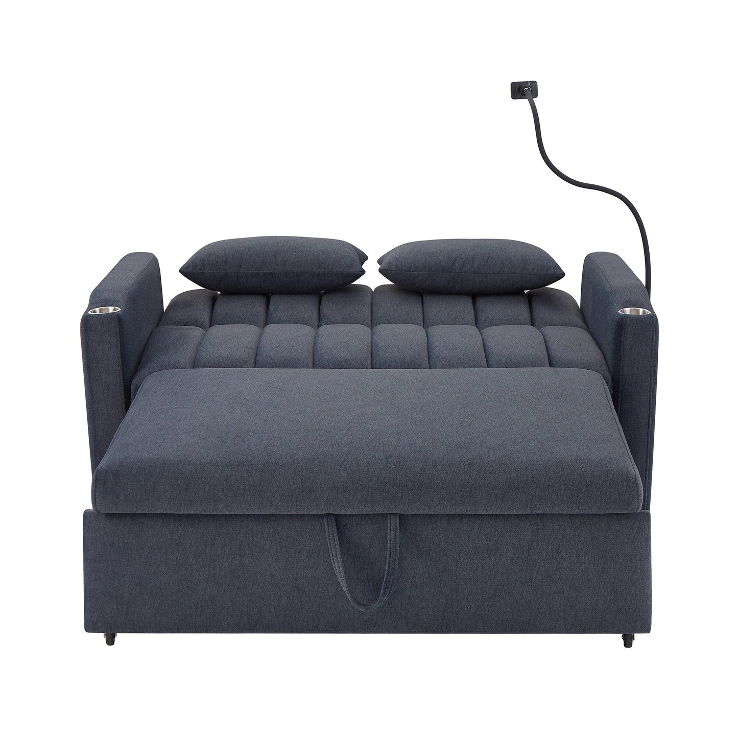 Roomfitters Canapé-lit convertible avec ports USB, poches latérales, porte-gobelets et support de téléphone pivotant pour salon