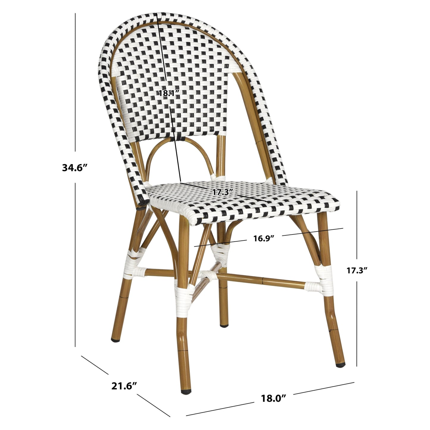 SAFAVIEH Marolyn Chaise de salle à manger empilable (lot de 2) - 46L x 56P x 89H
