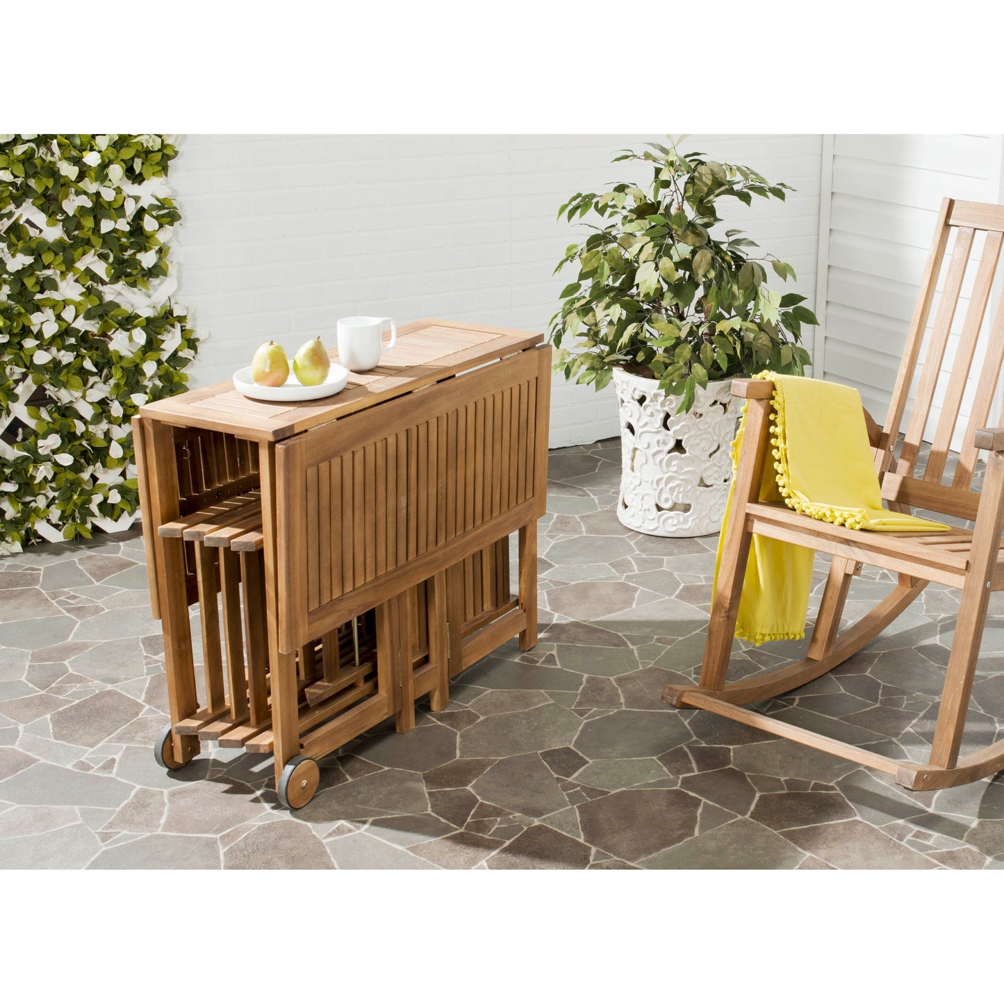SAFAVIEH Ensemble de table de jardin Brandy 5 pièces pour extérieur - 43L x 35P x 29H (en pouces)