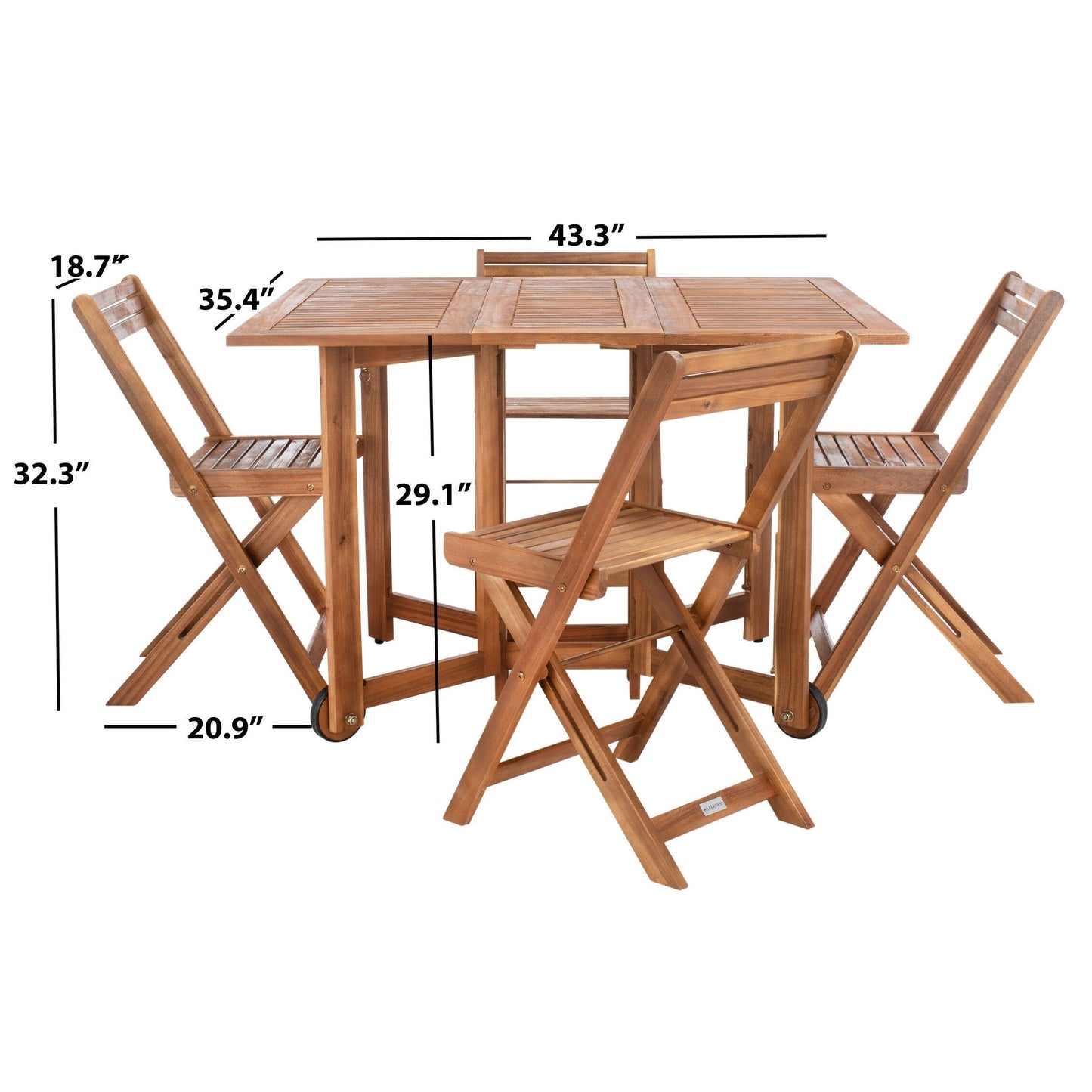 SAFAVIEH Ensemble de table de jardin Brandy 5 pièces pour extérieur - 43L x 35P x 29H (en pouces)