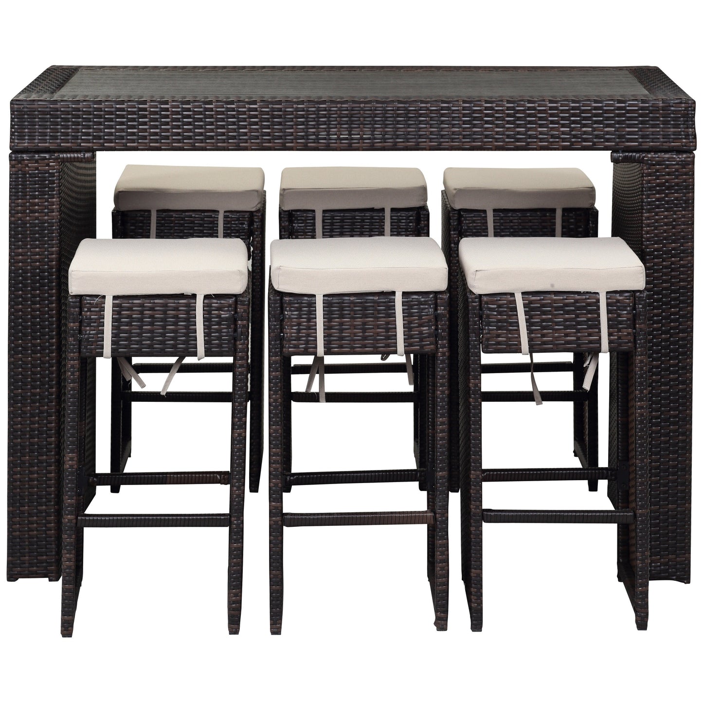 Ensemble de bar pour extérieur Euda de SAFAVIEH (7 pièces) - 74L x 150P x 107H (cm)