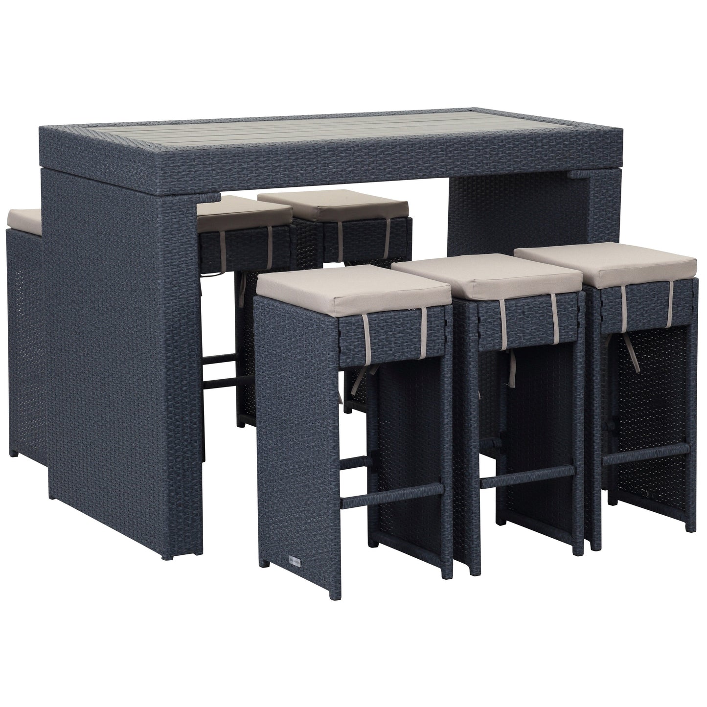 Ensemble de bar pour extérieur Euda de SAFAVIEH (7 pièces) - 74L x 150P x 107H (cm)