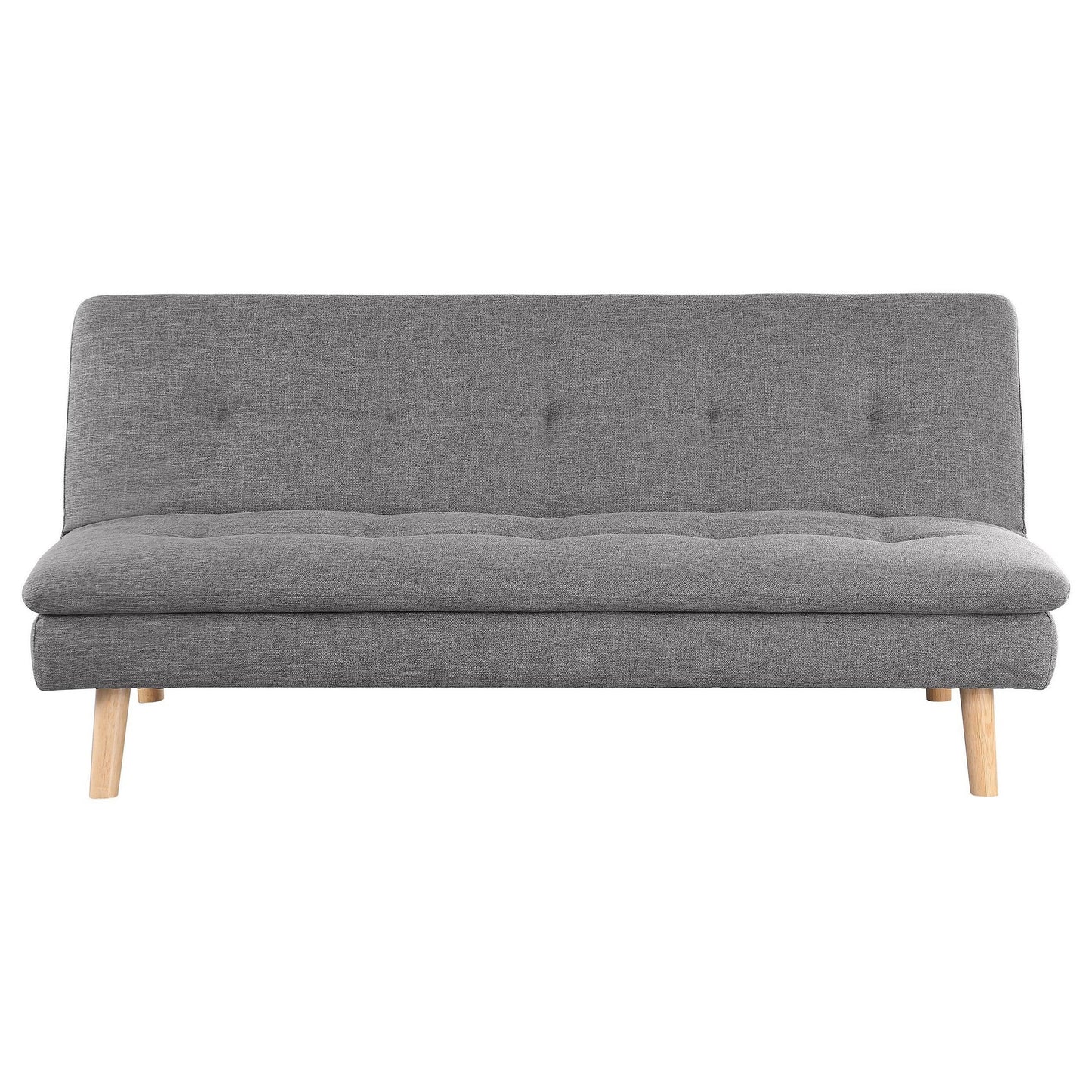 Canapé-lit convertible Siana, tissu gris capitonné, bois brun, 72 pouces