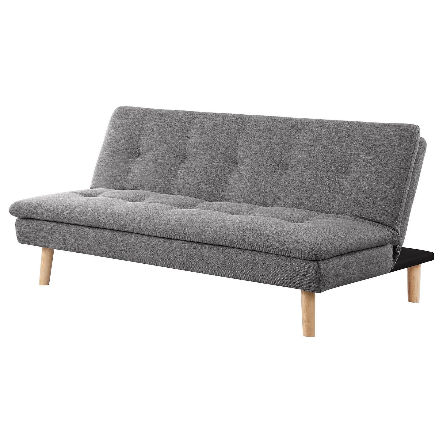 Canapé-lit convertible Siana, tissu gris capitonné, bois brun, 72 pouces