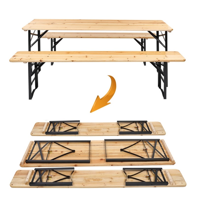 Ensemble de pique-nique pliable en bois massif