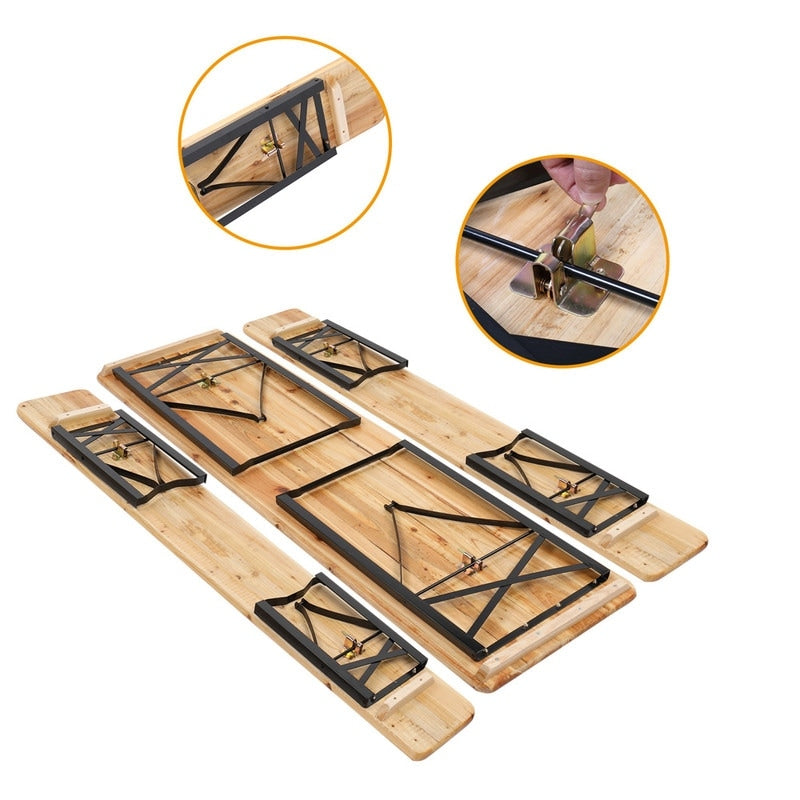 Ensemble de pique-nique pliable en bois massif
