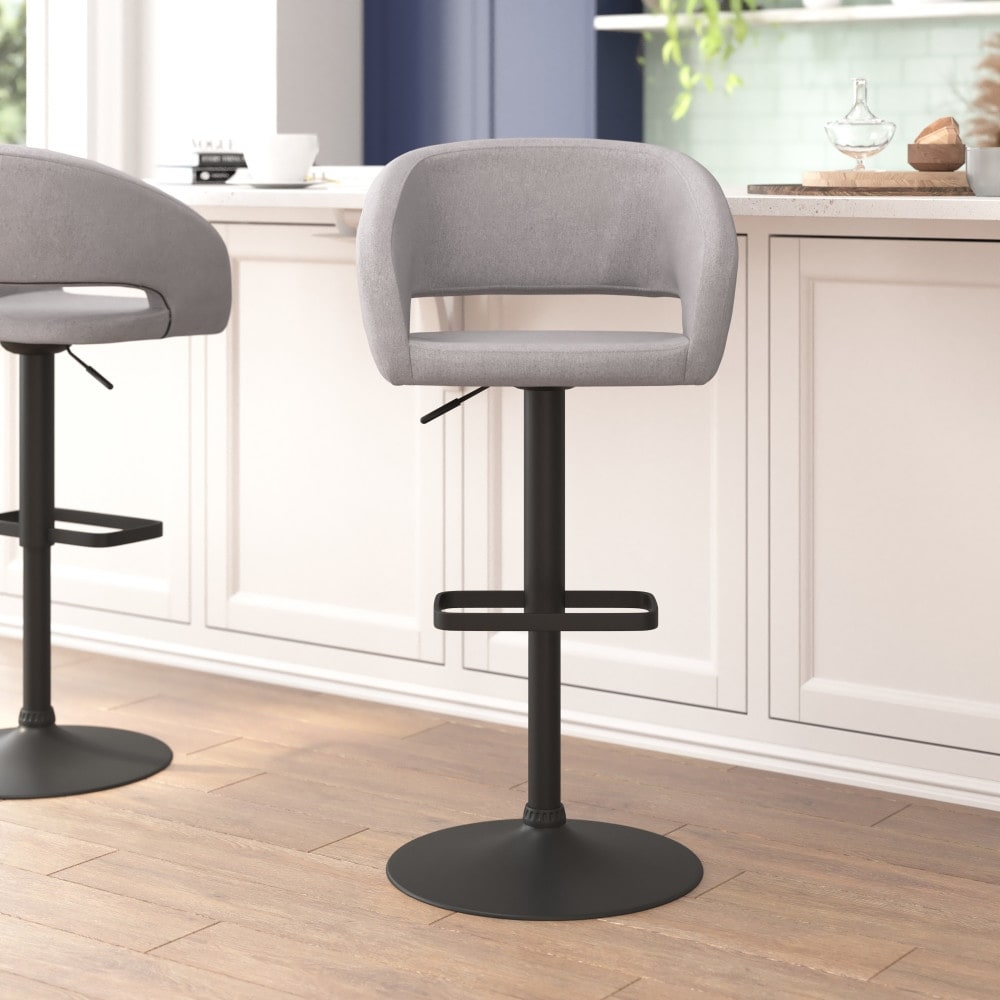 Tabouret de bar moderne rembourré et à hauteur réglable avec dossier arrondi