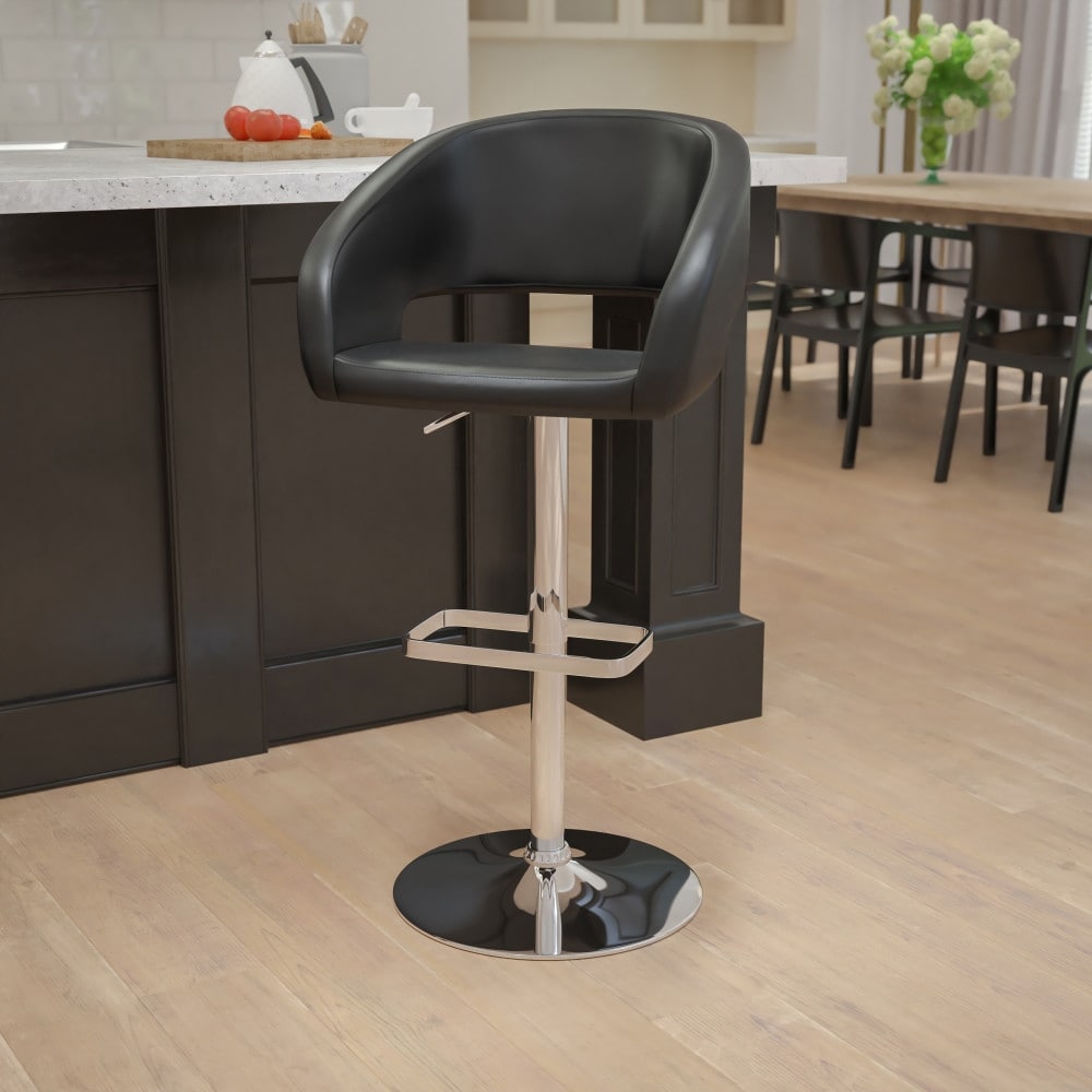 Tabouret de bar moderne rembourré et à hauteur réglable avec dossier arrondi