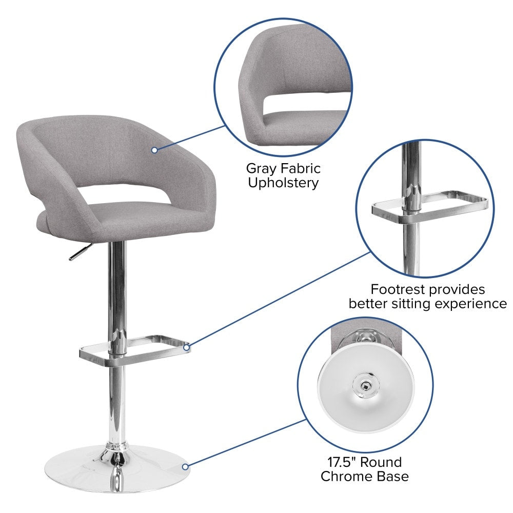 Tabouret de bar moderne rembourré et à hauteur réglable avec dossier arrondi