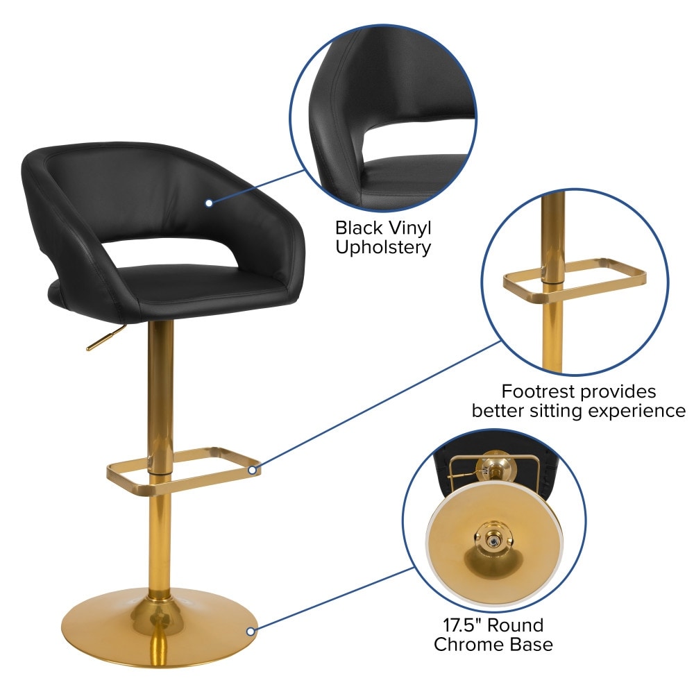 Tabouret de bar moderne rembourré et à hauteur réglable avec dossier arrondi