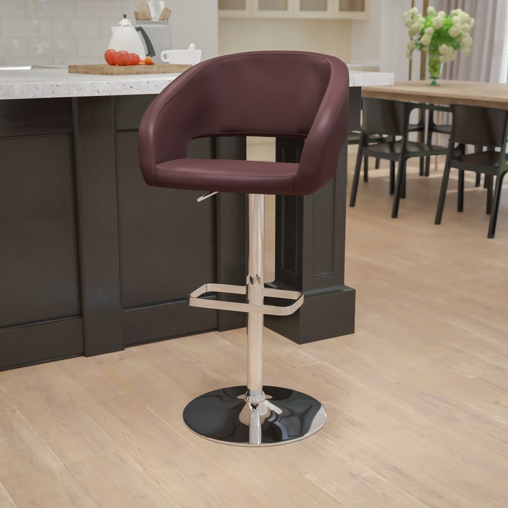 Tabouret de bar moderne rembourré et à hauteur réglable avec dossier arrondi
