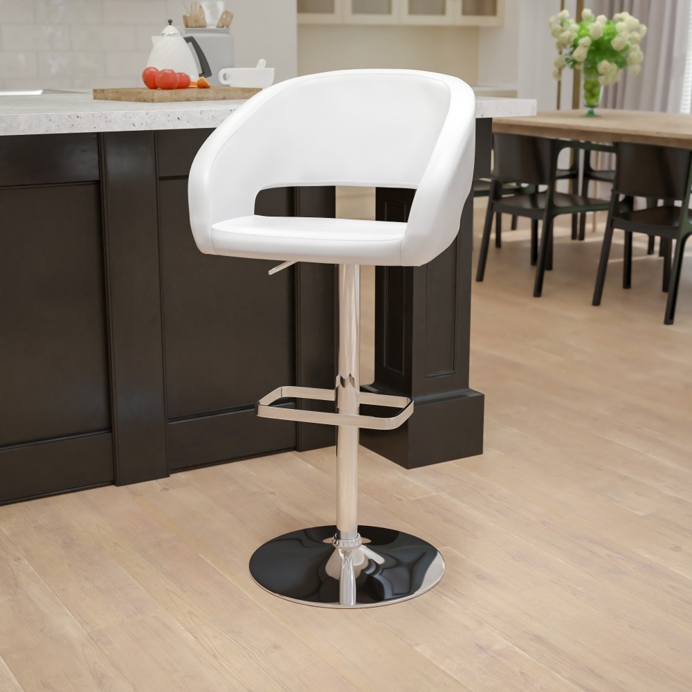 Tabouret de bar moderne rembourré et à hauteur réglable avec dossier arrondi