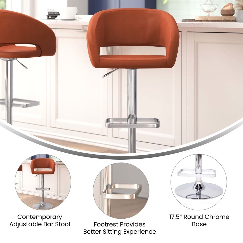 Tabouret de bar moderne rembourré et à hauteur réglable avec dossier arrondi