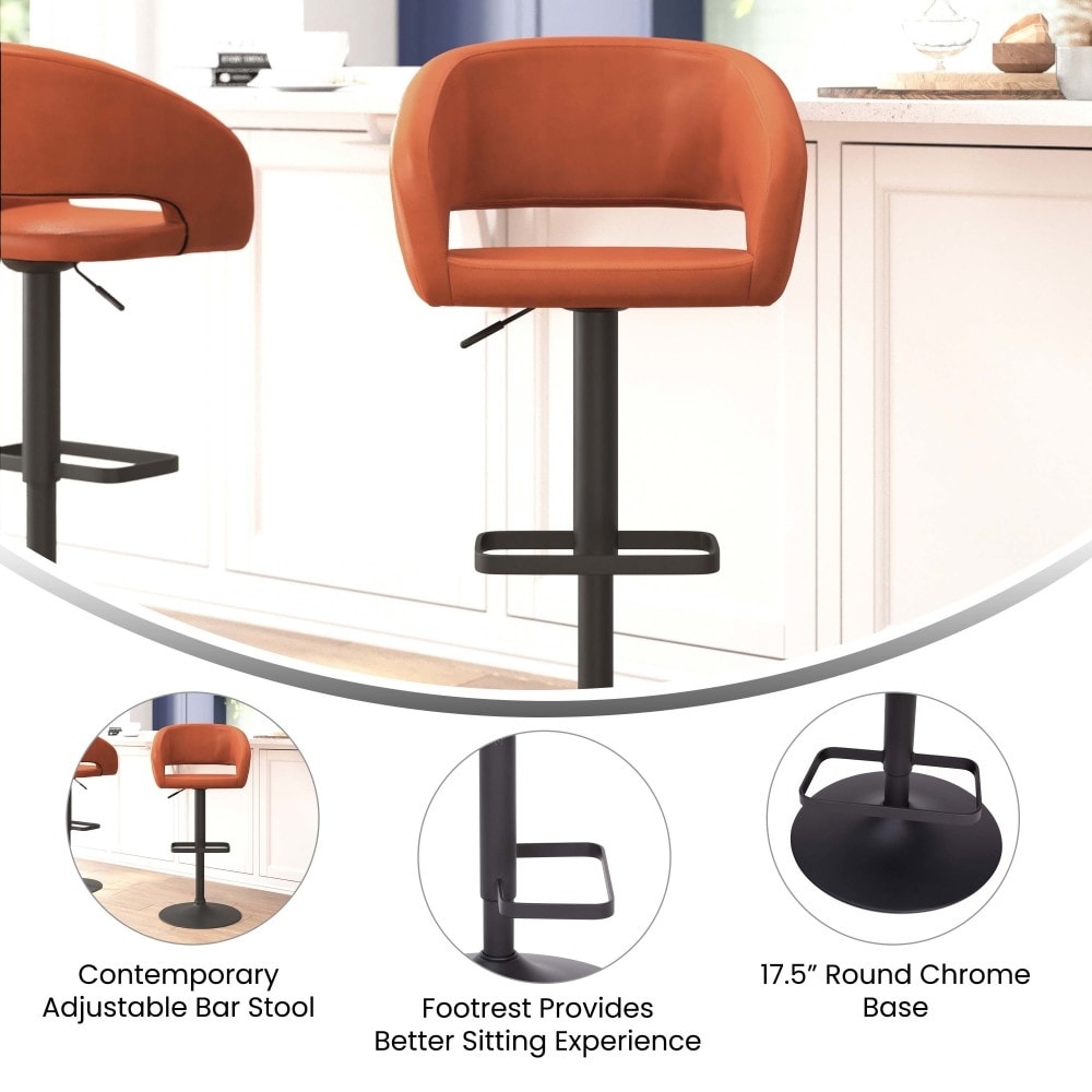 Tabouret de bar moderne rembourré et à hauteur réglable avec dossier arrondi