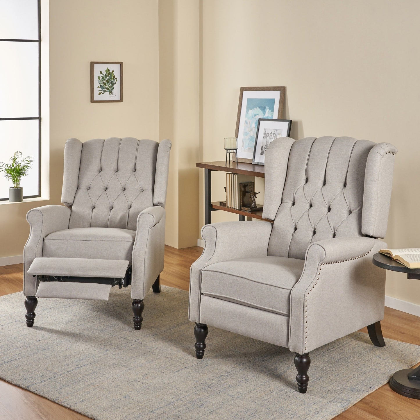 Fauteuils inclinables Walter en tissu capitonné (lot de 2) par Christopher Knight Home