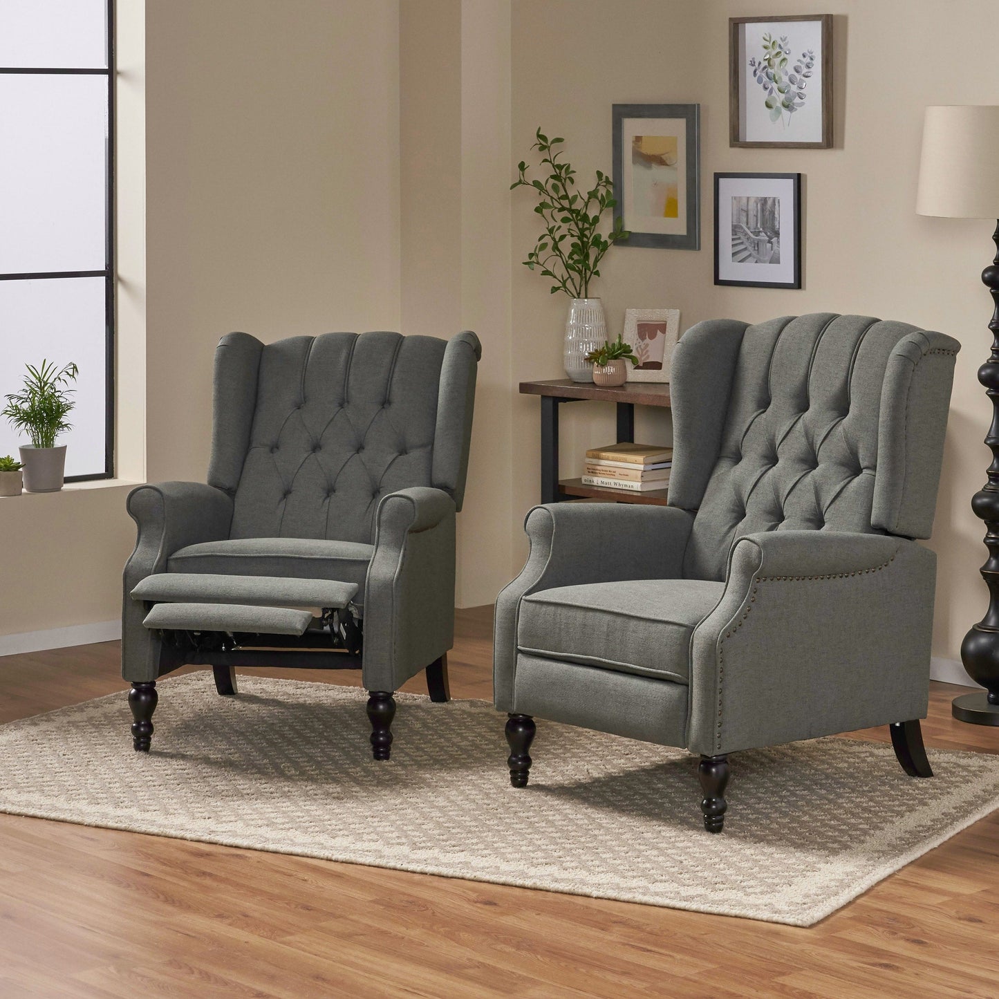 Fauteuils inclinables Walter en tissu capitonné (lot de 2) par Christopher Knight Home