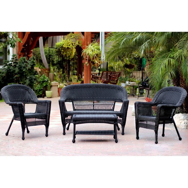 Ensemble de salon en osier pour terrasse, 4 pièces