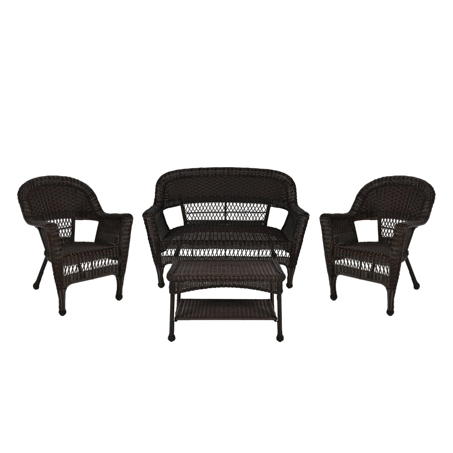 Ensemble de salon en osier pour terrasse, 4 pièces