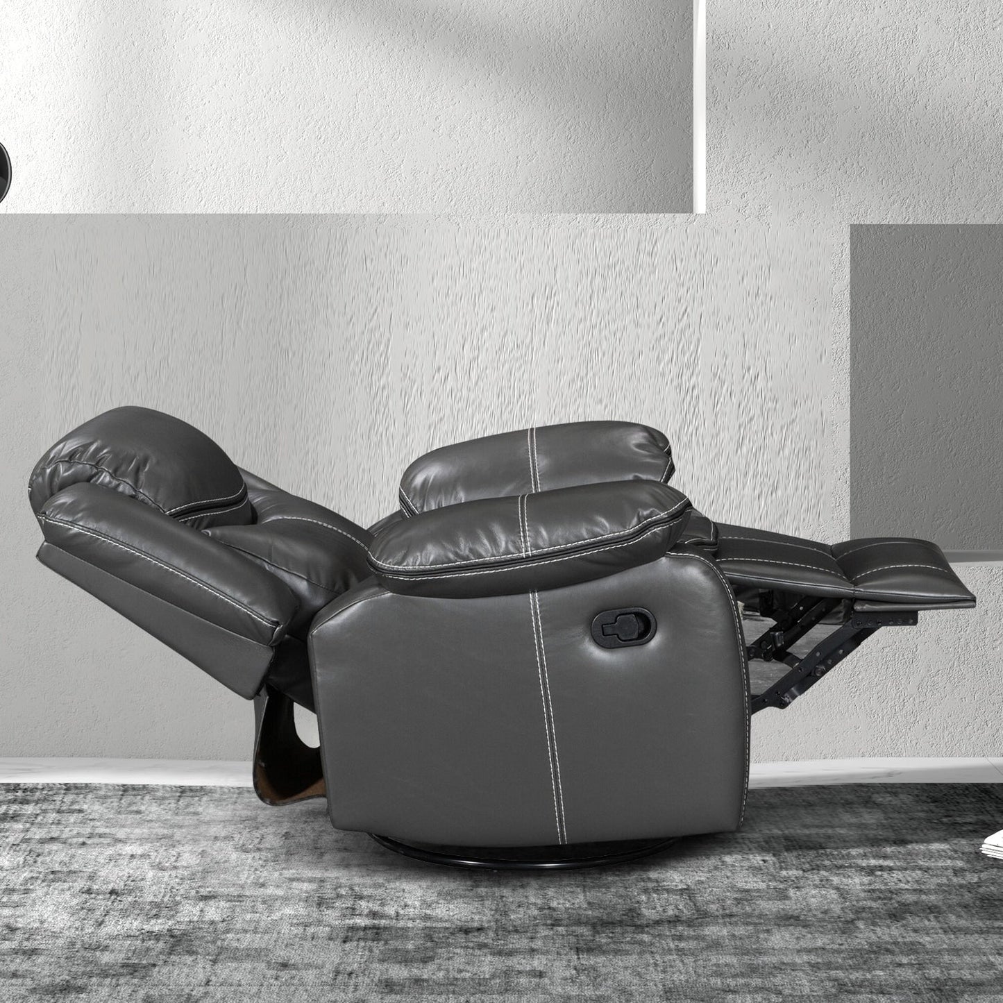 Fauteuil inclinable à large assise en cuir durable avec massage et chauffage.