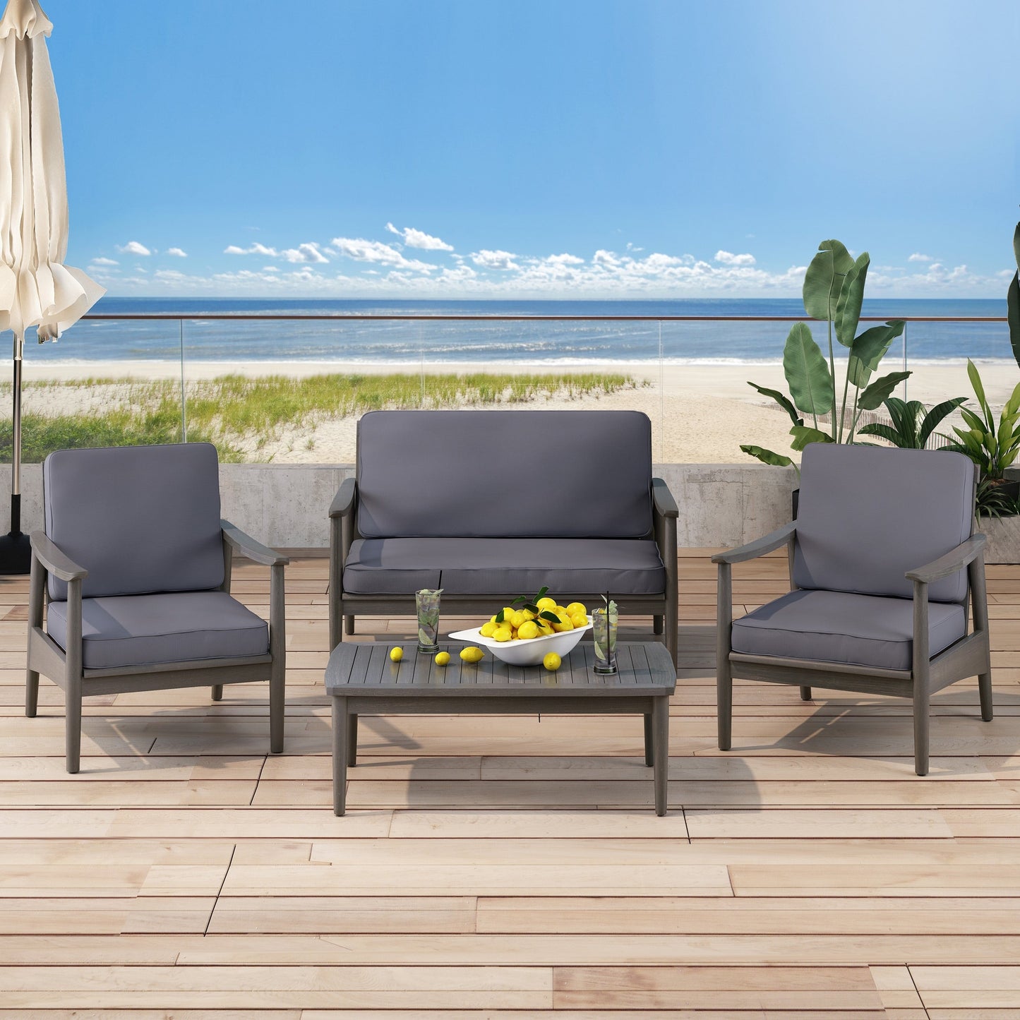 Salon de jardin Willowbrook en acacia pour 4 personnes de Christopher Knight Home