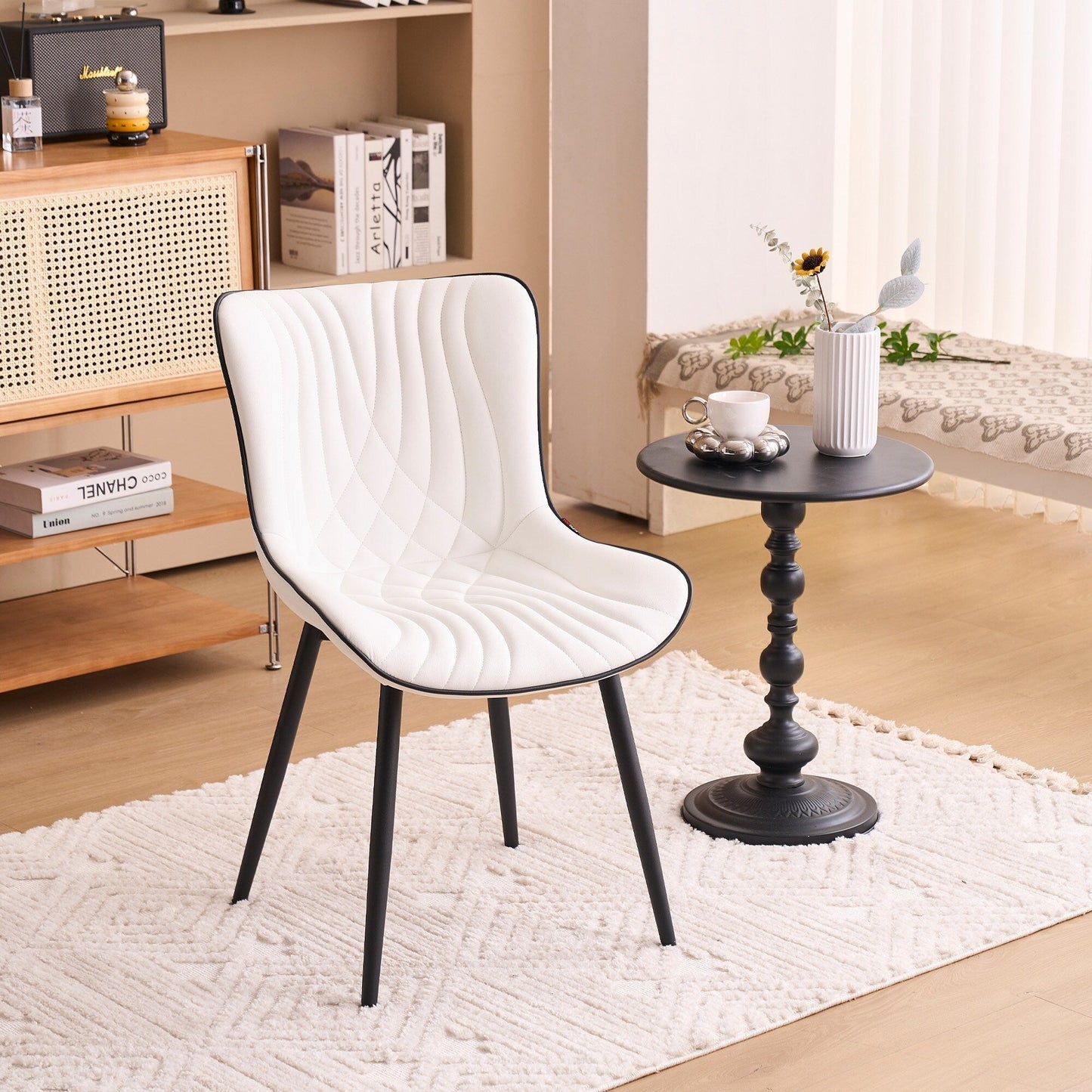 Lot de 2 chaises de salle à manger modernes en cuir capitonné sans accoudoirs