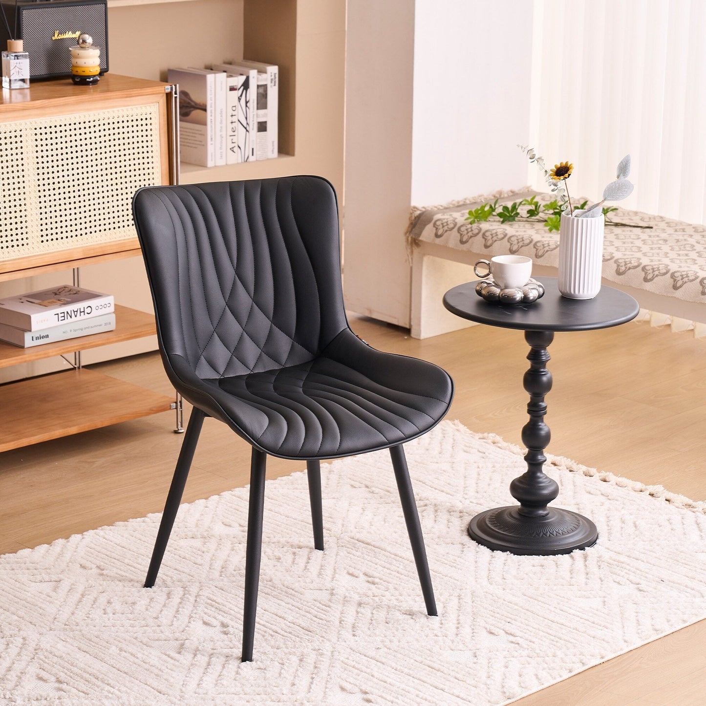 Lot de 2 chaises de salle à manger modernes en cuir capitonné sans accoudoirs