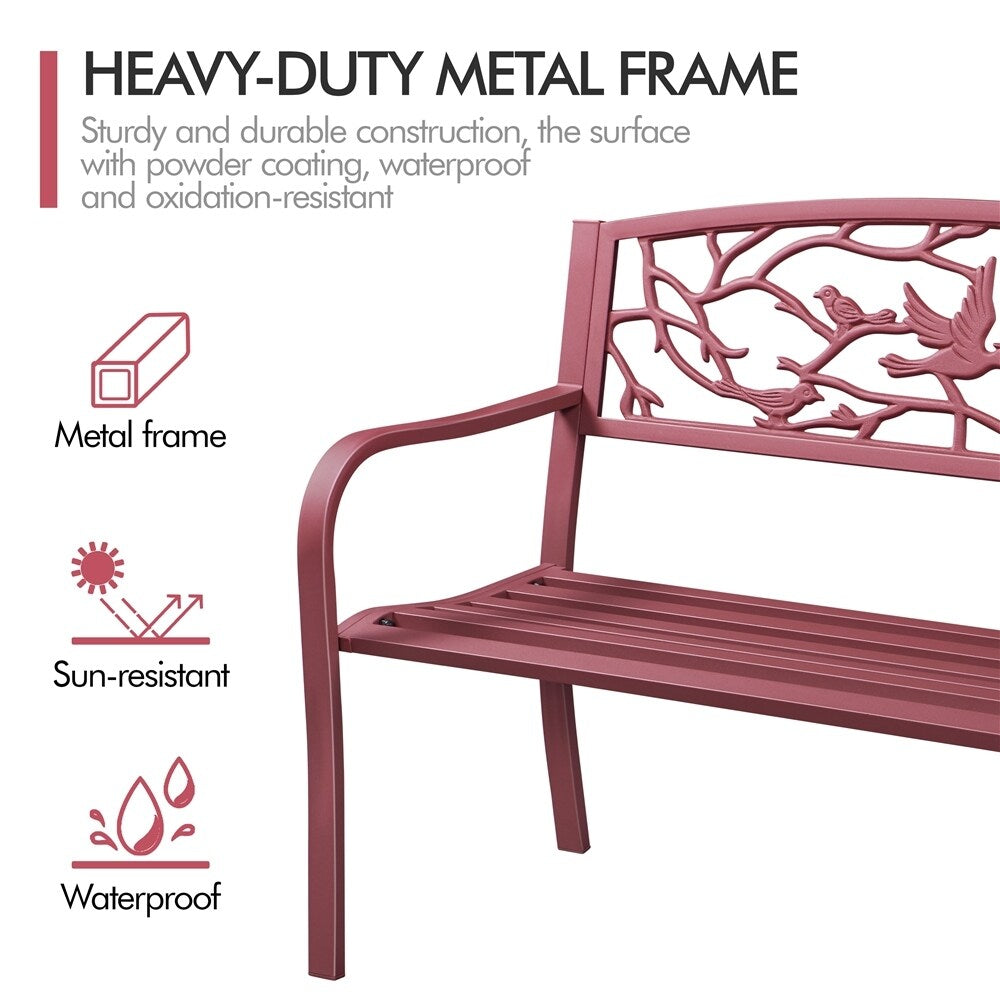 Yaheetech Banc de jardin de patio pour extérieur, chaise de porche en métal - N/A