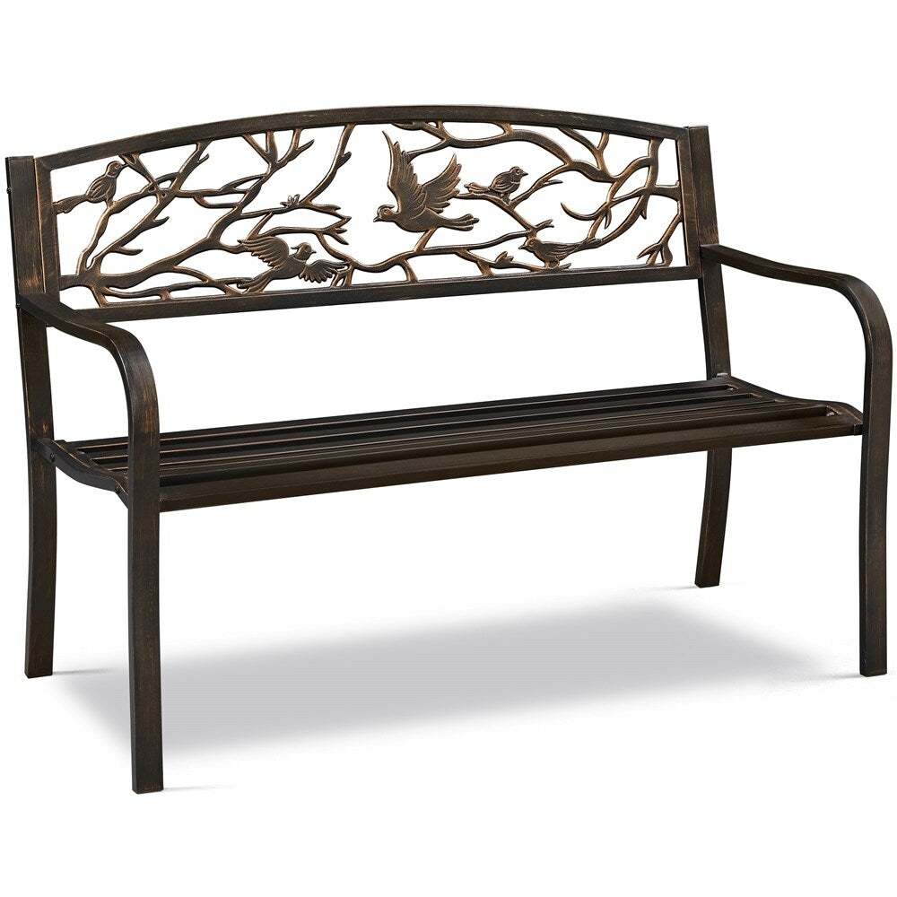 Yaheetech Banc de jardin de patio pour extérieur, chaise de porche en métal - N/A