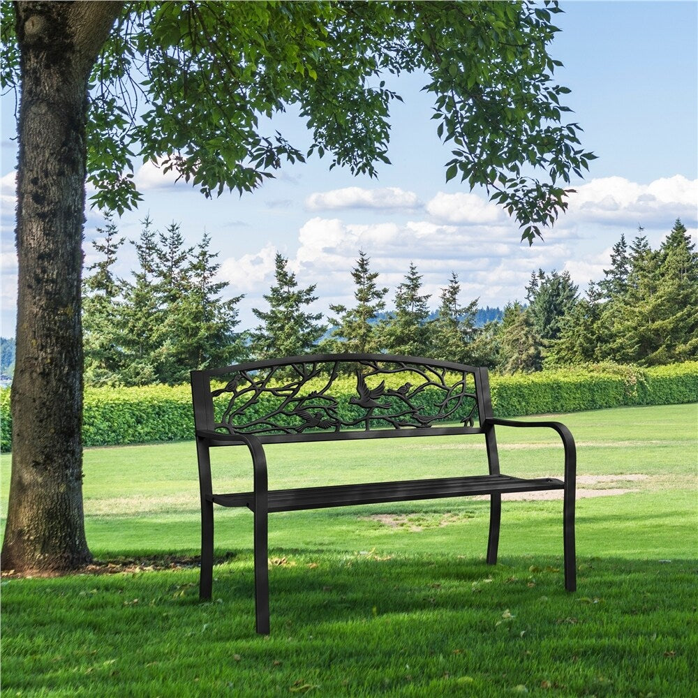 Yaheetech Banc de jardin de patio pour extérieur, chaise de porche en métal - N/A