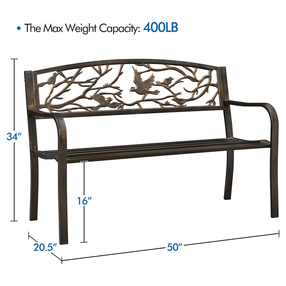 Yaheetech Banc de jardin de patio pour extérieur, chaise de porche en métal - N/A