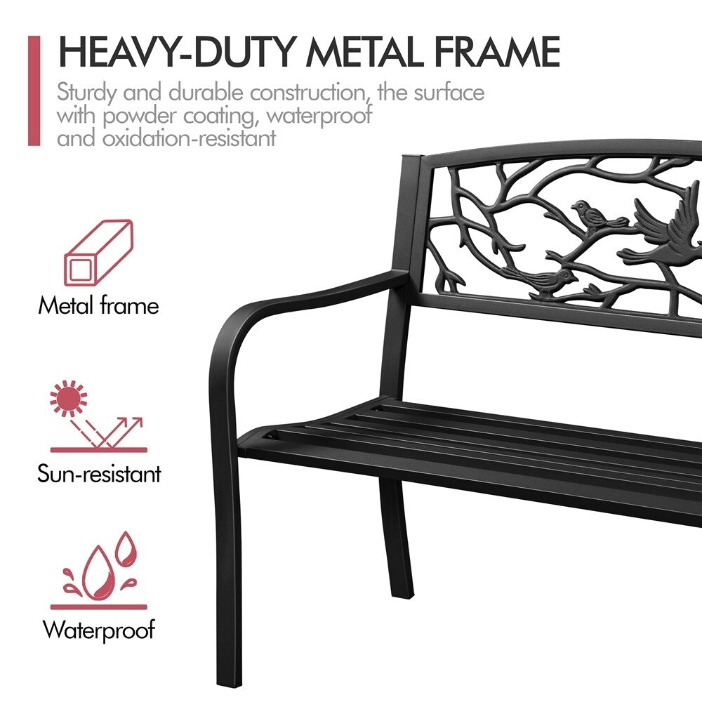 Yaheetech Banc de jardin de patio pour extérieur, chaise de porche en métal - N/A