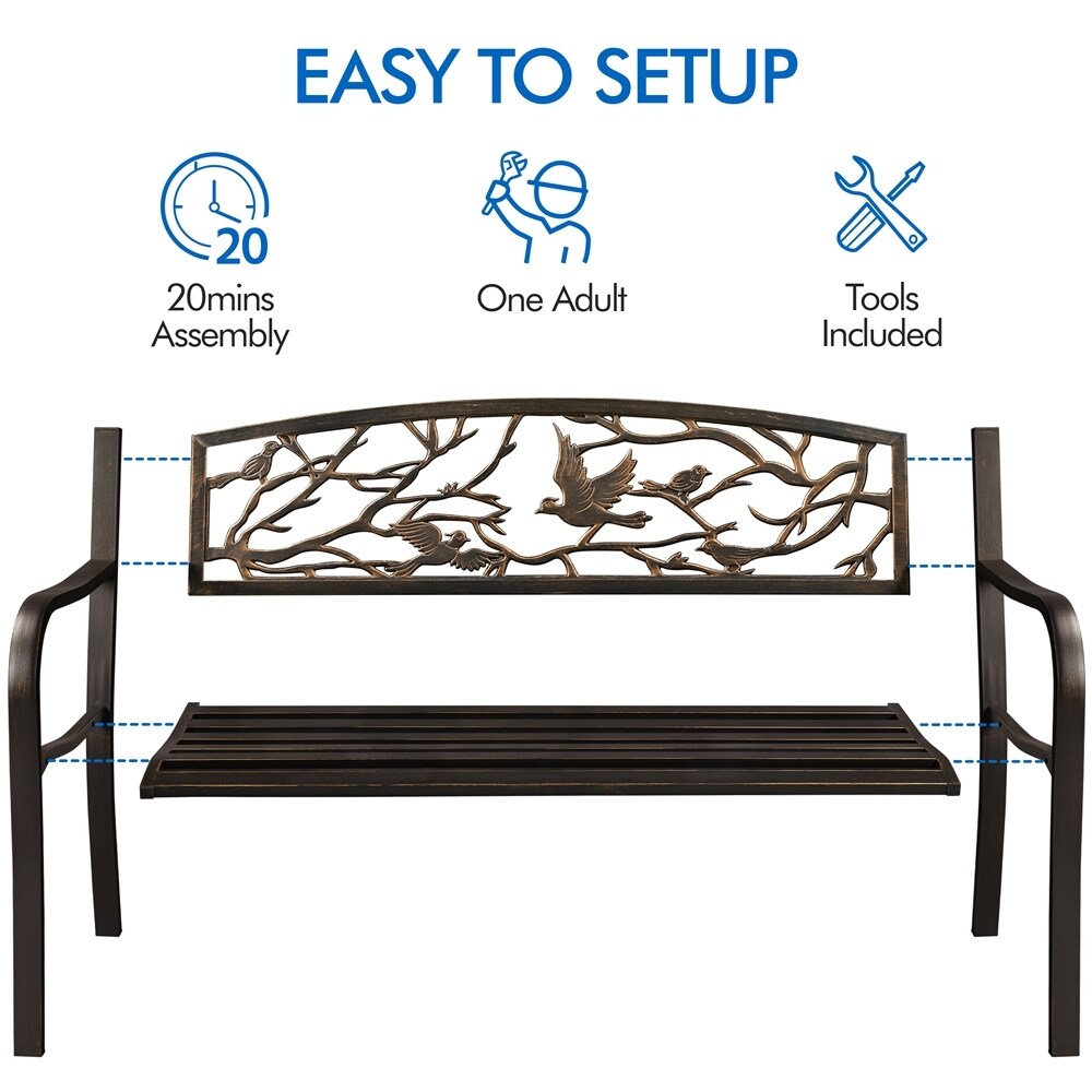 Yaheetech Banc de jardin de patio pour extérieur, chaise de porche en métal - N/A