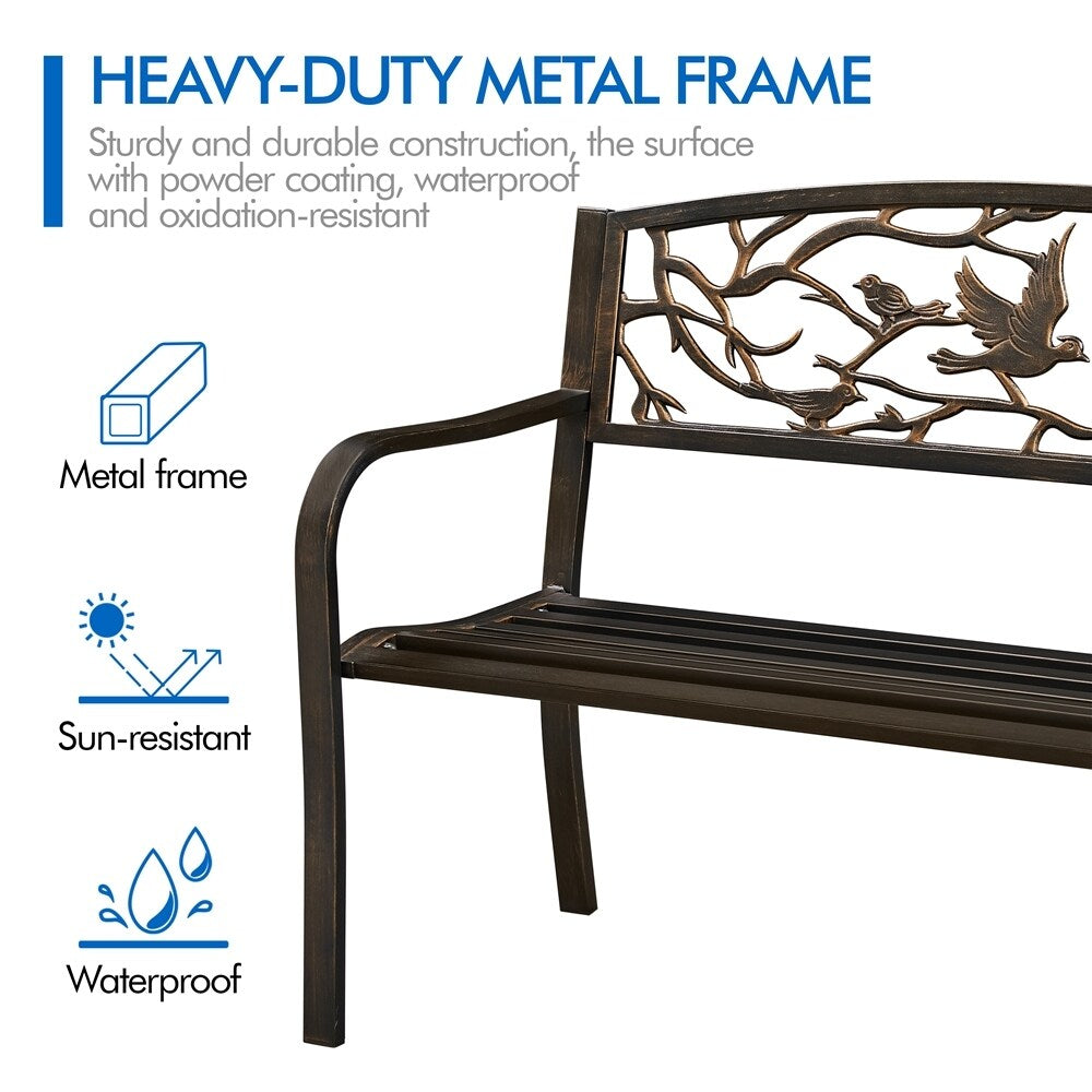 Yaheetech Banc de jardin de patio pour extérieur, chaise de porche en métal - N/A