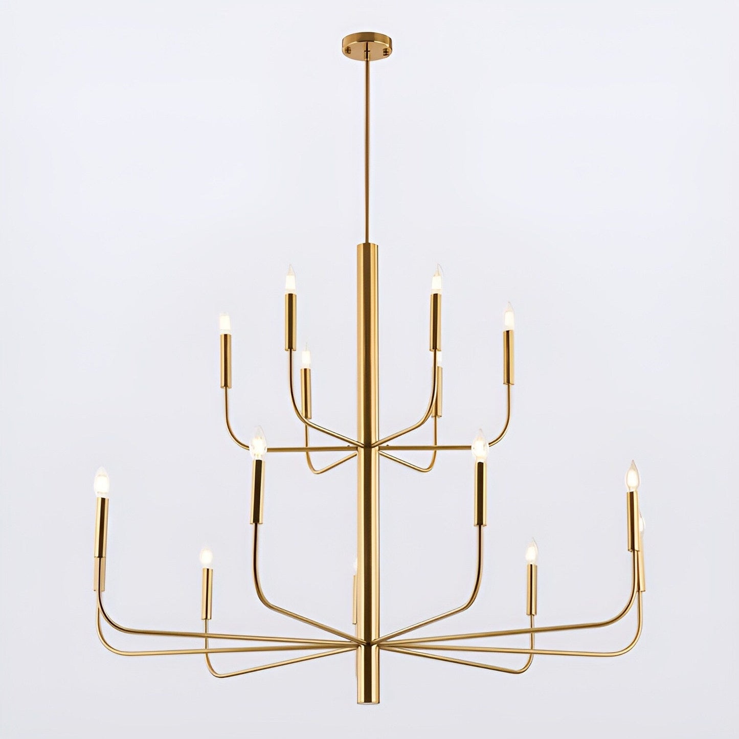 Luminaire minimaliste à 15 lumières, style bougeoir, design ancien à 2 niveaux - 48