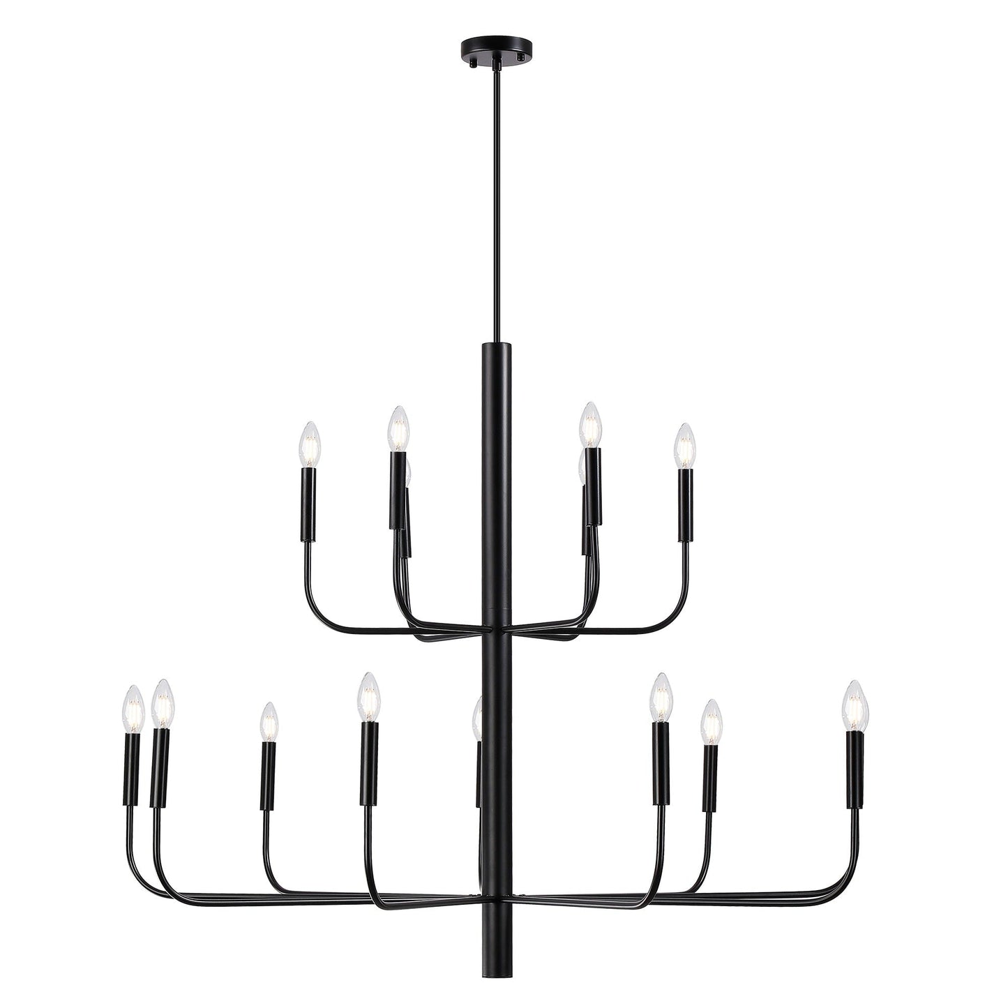 Luminaire minimaliste à 15 lumières, style bougeoir, design ancien à 2 niveaux - 48