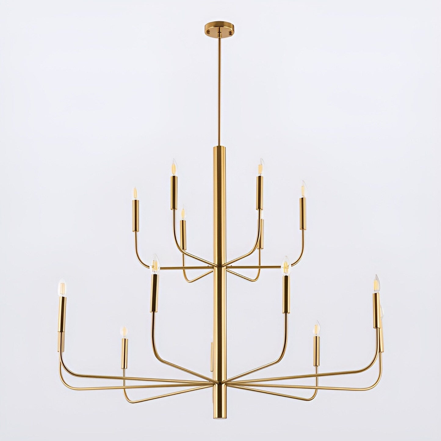 Luminaire minimaliste à 15 lumières, style bougeoir, design ancien à 2 niveaux - 48