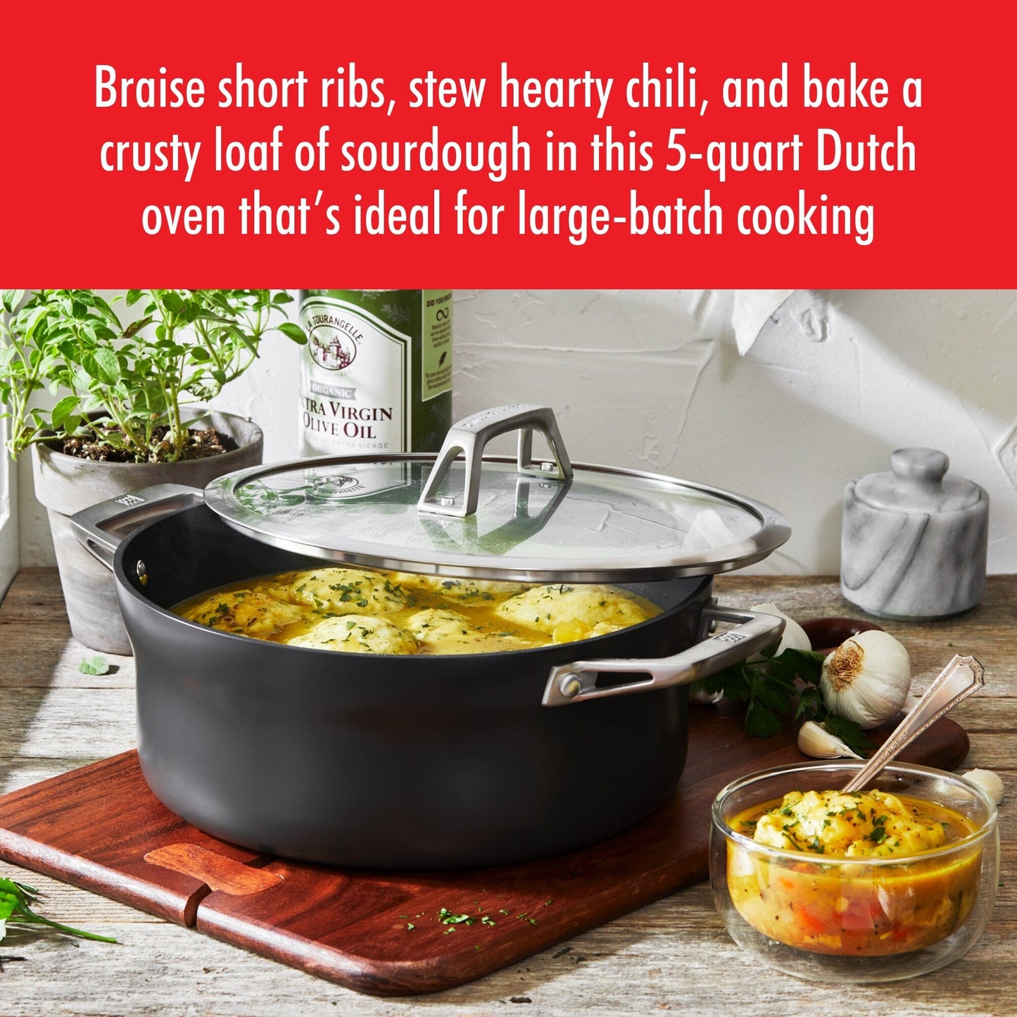 Casserole à fond épais en aluminium anodisé ZWILLING Motion, antiadhésive