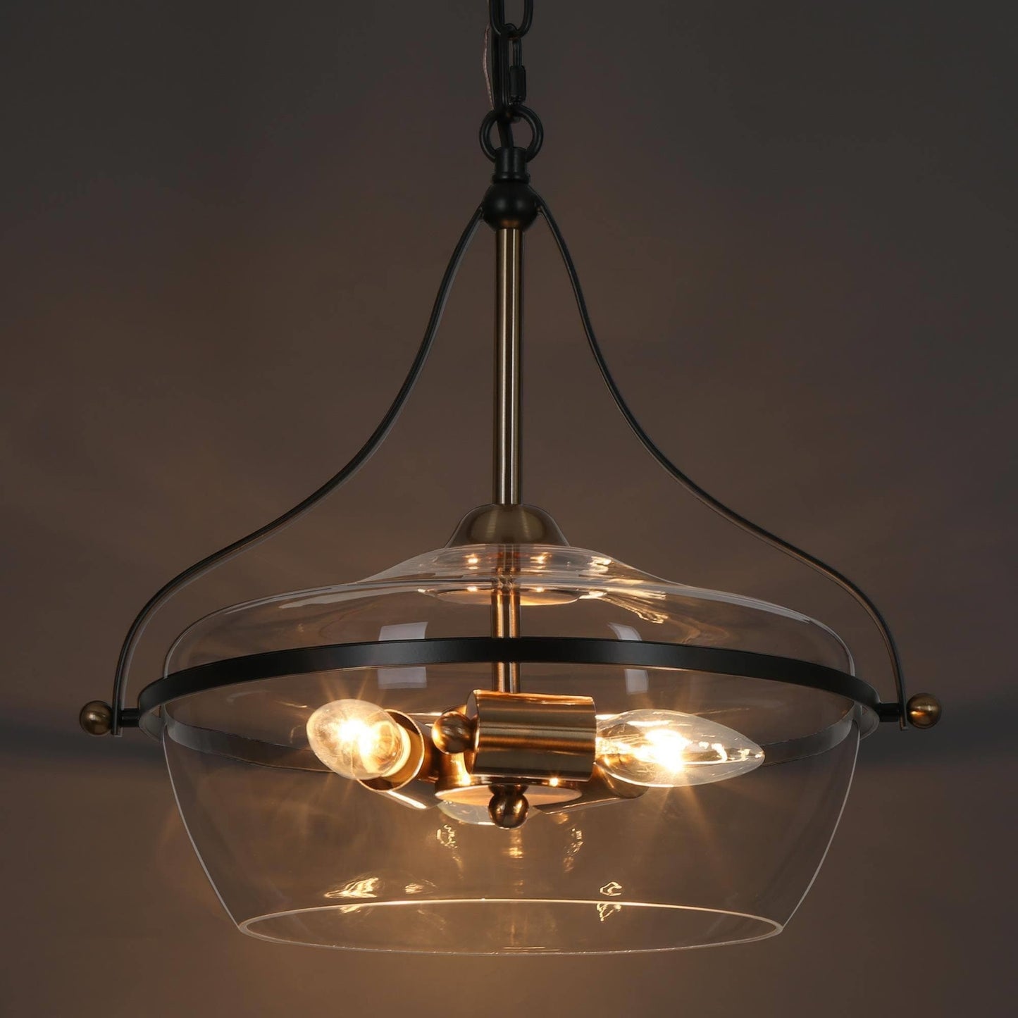 Luminaire suspendu en verre Zelena, style ferme moderne, noir et doré, à 3 lumières, pour îlot de cuisine et salle à manger