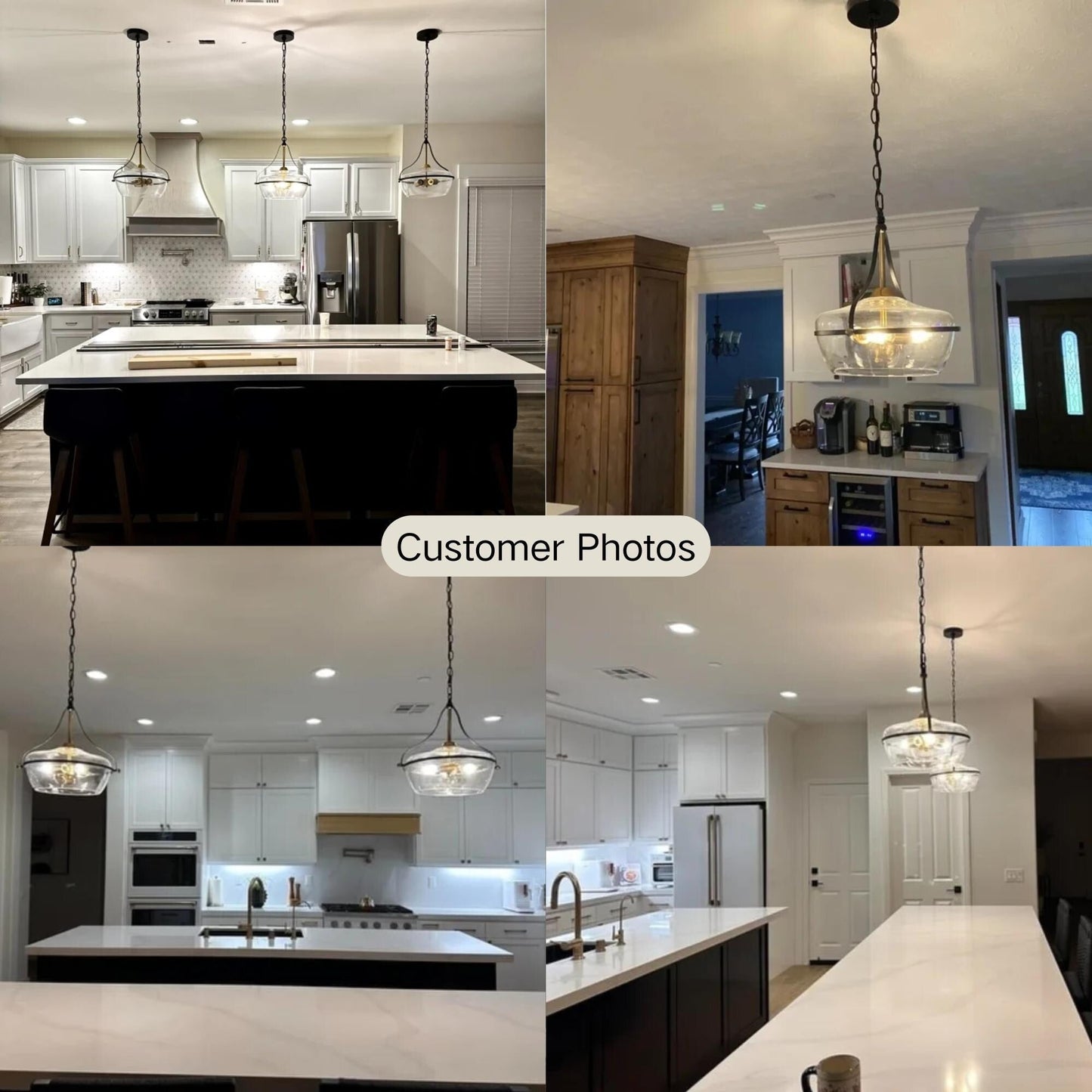 Luminaire suspendu en verre Zelena, style ferme moderne, noir et doré, à 3 lumières, pour îlot de cuisine et salle à manger