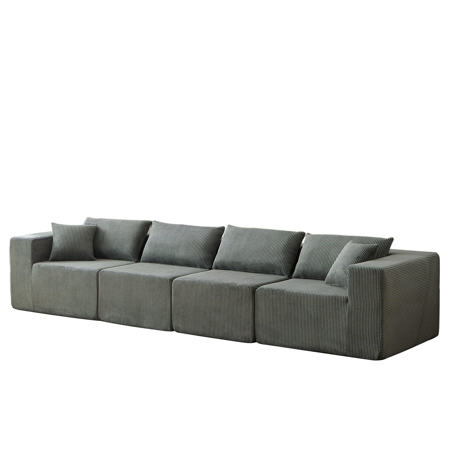 Canapé d'angle modulaire en cordouroy de 264 cm, ensemble de canapé de sol, canapé compressé rempli de mousse, combinaison gratuite de 4 pièces