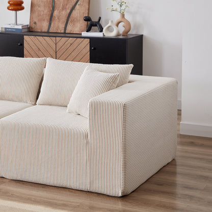 Canapé d'angle modulaire en cordouroy de 264 cm, ensemble de canapé de sol, canapé compressé rempli de mousse, combinaison gratuite de 4 pièces