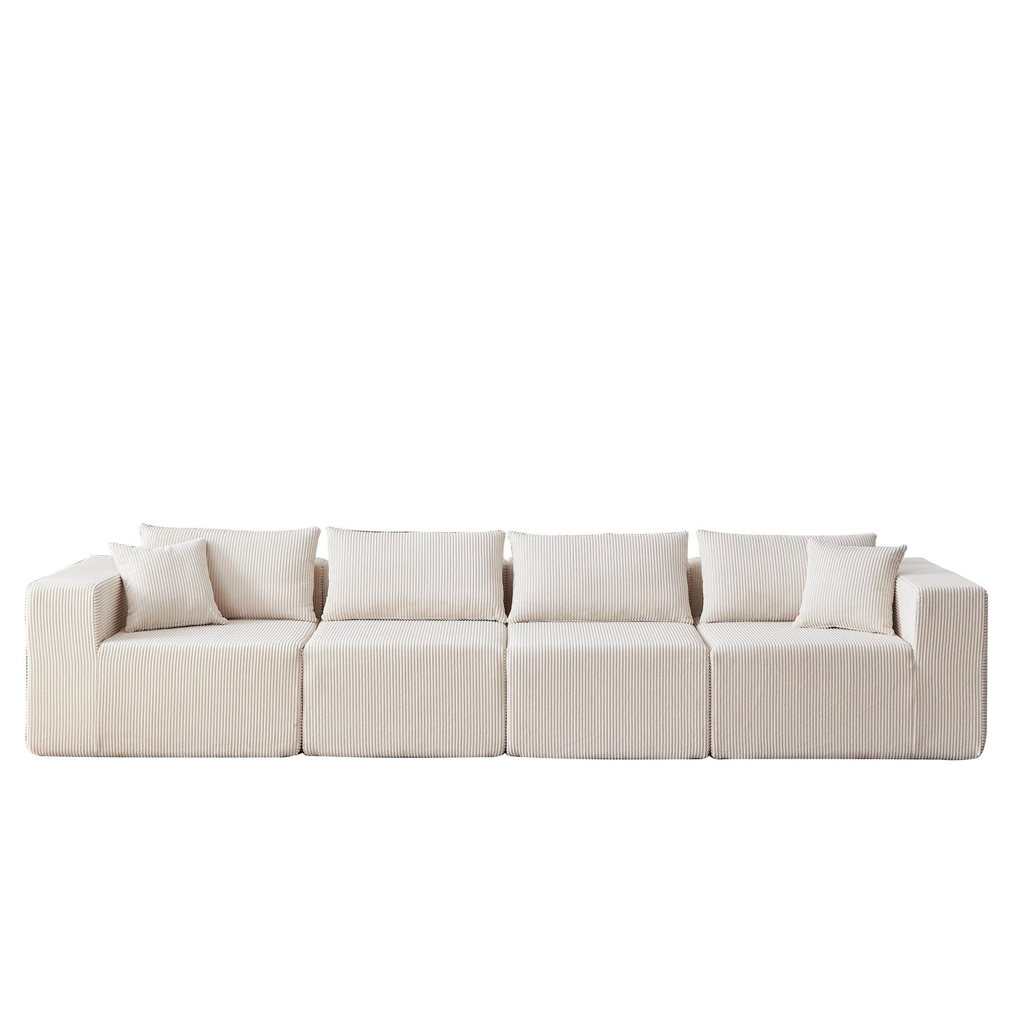 Canapé d'angle modulaire en cordouroy de 264 cm, ensemble de canapé de sol, canapé compressé rempli de mousse, combinaison gratuite de 4 pièces